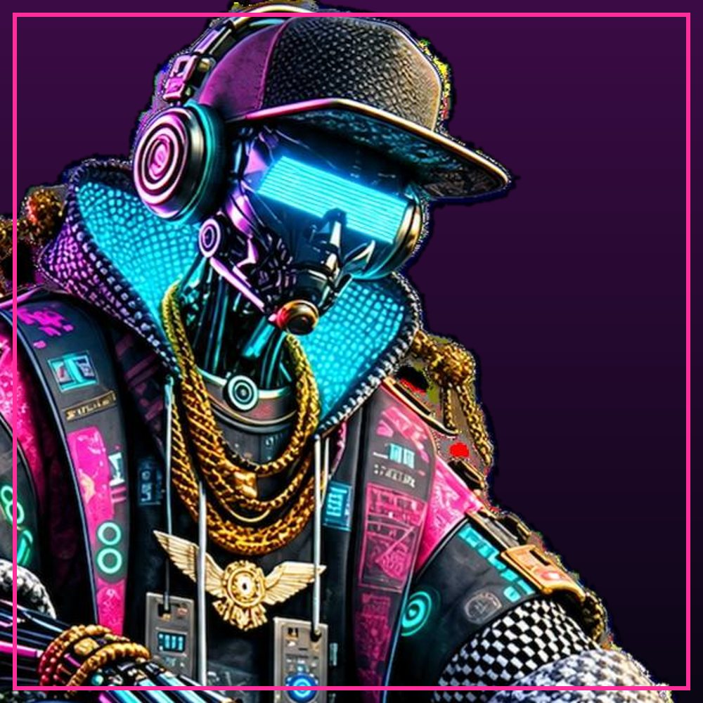 Genesis Frequency cover: CHADBOT's visor and gold chains